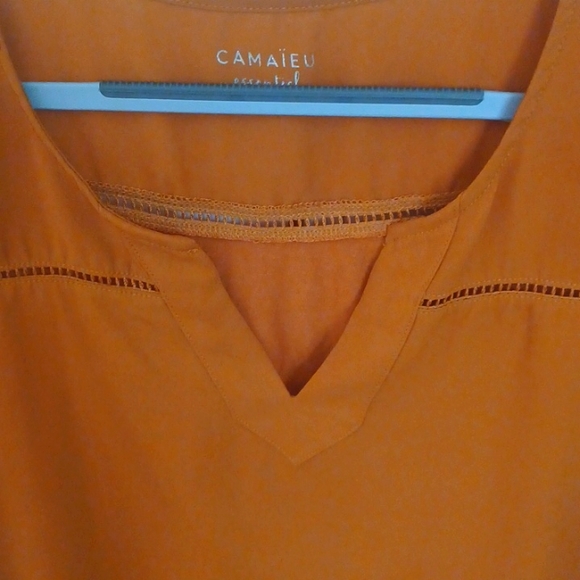 SOLD - Camaieu Orange Top Blouse - Picture 3 of 12